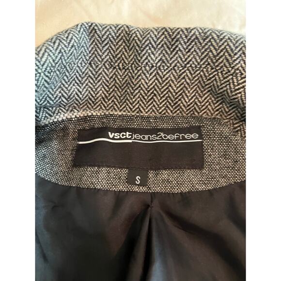 Vsct diva women’s small tweed blazer euro houndstooth chevron black & white 90s - Picture 7 of 8